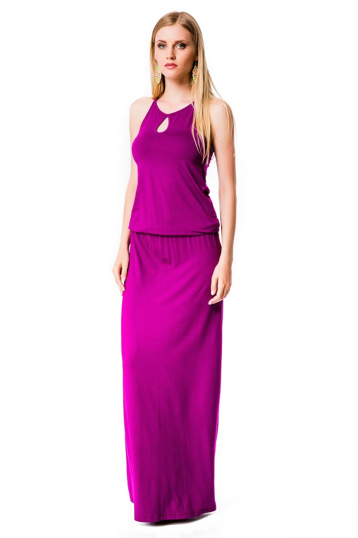 Фото товара 7019, длинное платье цвета фуксии