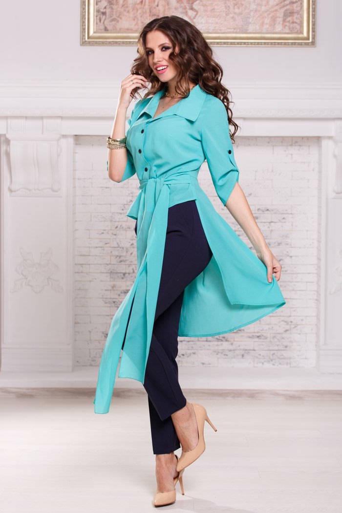 Фото товара 3064, блузка со шлейфом и короткими рукавами и поясом