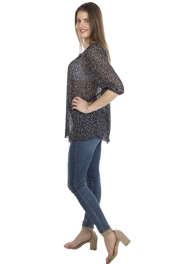 Фото товара 19407, черная шифоновая блузка